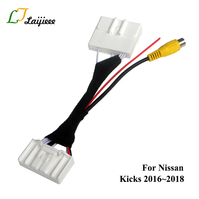 32-poliger Cinch-Stecker für Nissan Kicks 2016 2017 2018 2019–20, Original-Monitor, installieren Sie das hintere Rückfahrkamera-Adapterkabel Image