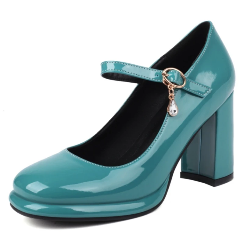 Elegante High Heels Pumps für Damen, Mary Janes-Schuhe, große Größe 45, Grün, Blau, Damen-Pumps mit Absatz, Party, Hochzeit, Büro, Kleid-Pumps