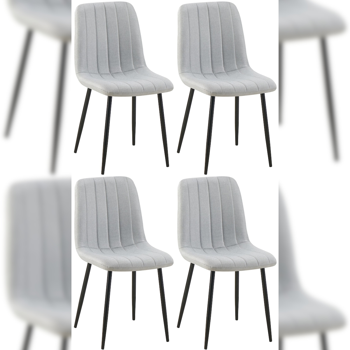 Proregal CHEFGASTRO 4er-Set Esszimmerstuhl SAN ANTONIO Stoff HxBxT 88x45x53cm Grau Küchenstuhl Image