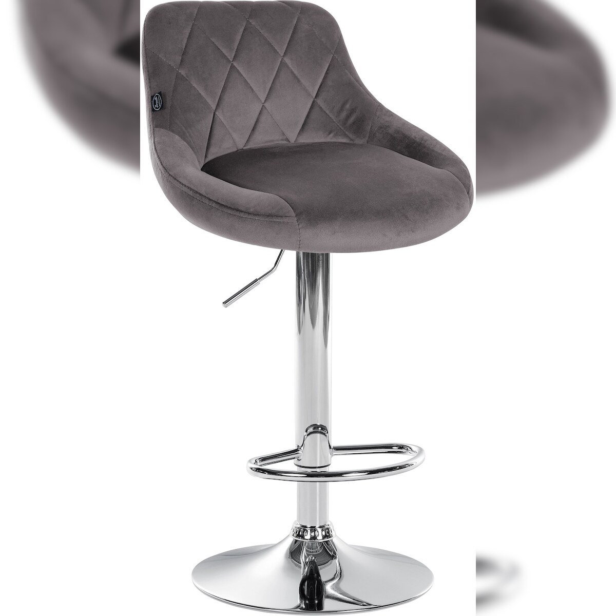 CLP Barhocker Lazio Samt grau/chrom Image