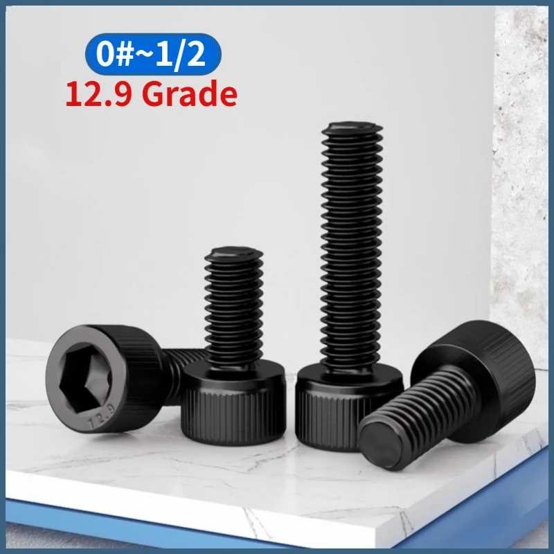 UNC UNF0 # -80 2 # -56 4 # -40 6 # -32 8 # -32 10 # -32 1/2-13 12,9 Grad Kohlenstoffstahl Sechskant Innensechskantschraube Innensechskantschraube Image