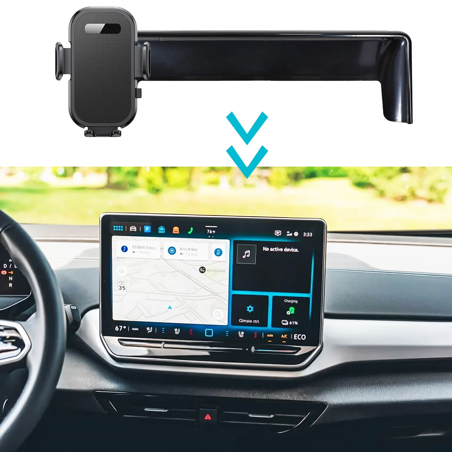 Autohalterung für Volkswagen ID4 ID.4 2025 12,9 Zoll Bildschirmpanel mit fester Basis, Telefonhalter, kabelloses Laden, Telefonständer, Autozubehör Image