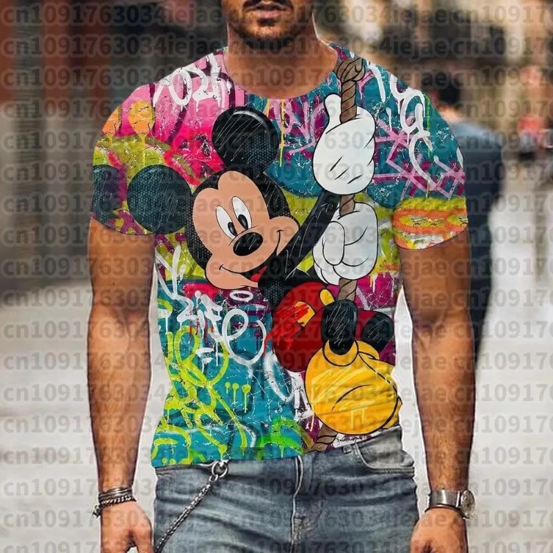 2025-26 sommer Disney Mickey Maus Kopfhörer Mode Buchstaben T Shirt Kurzarm Cartoon T Shirt O Hals Kleidung Große größe