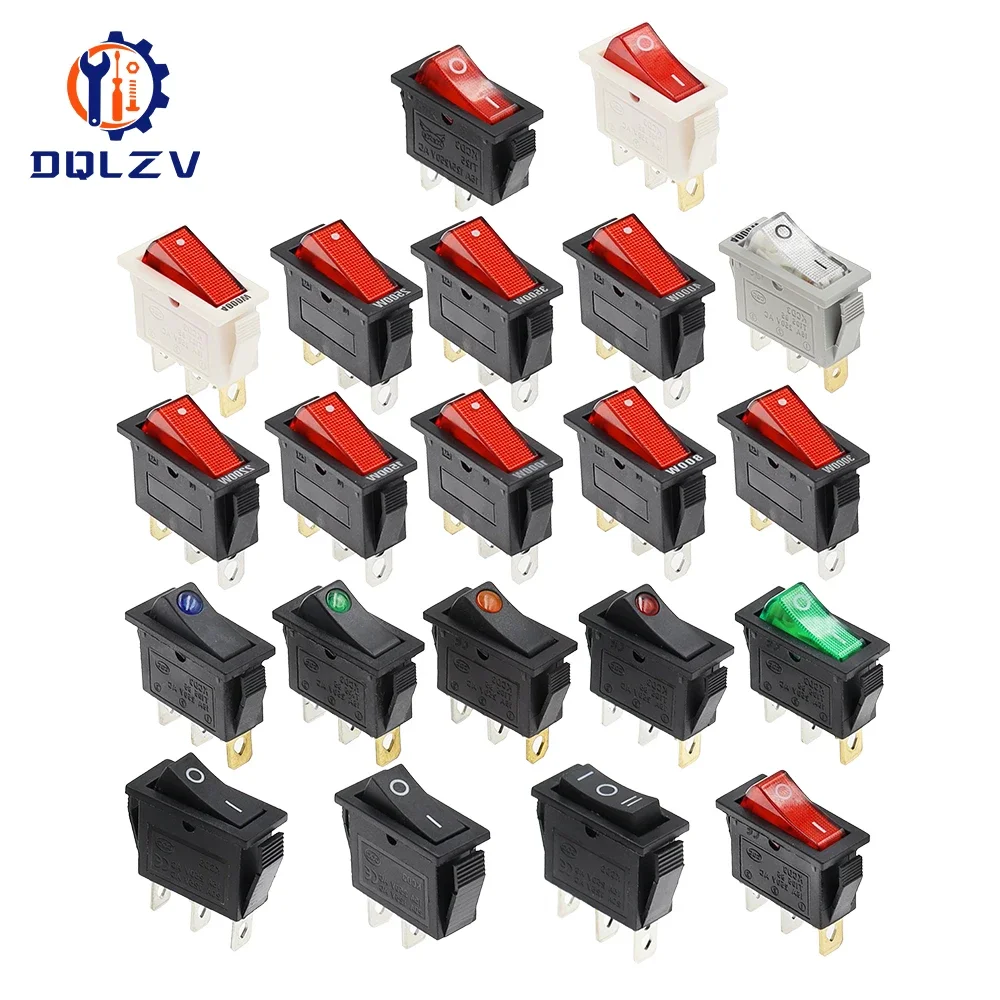 KCD3 220 V EIN/AUS SPST Wippschalter, einpolig, einpolig, 2 3 Positionen, 20 A, 125 VAC, mit LED-Licht Image