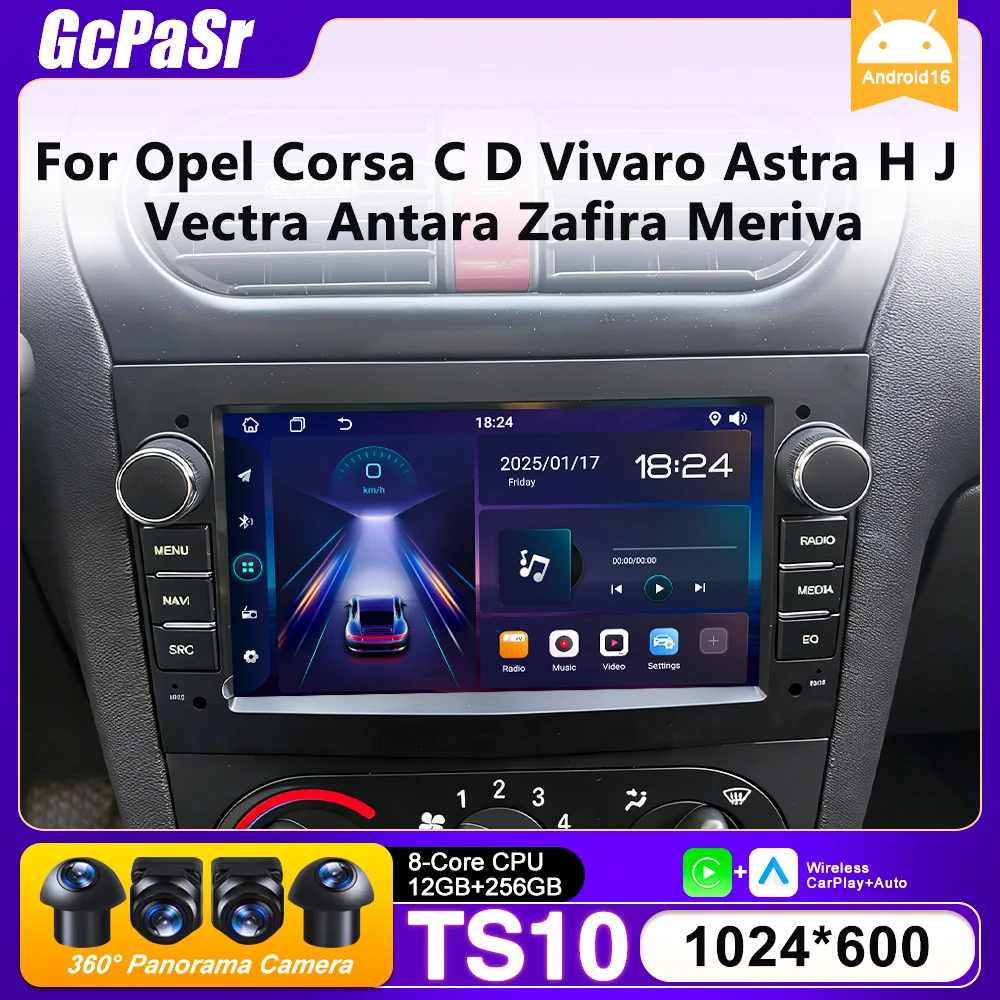 Auto Radio Carplay Für Opel Corsa C D Vivaro Astra H J Vectra Antara Zafira Meriva Navigation GPS Android Auto 5G wifi Keine 2din BT Image