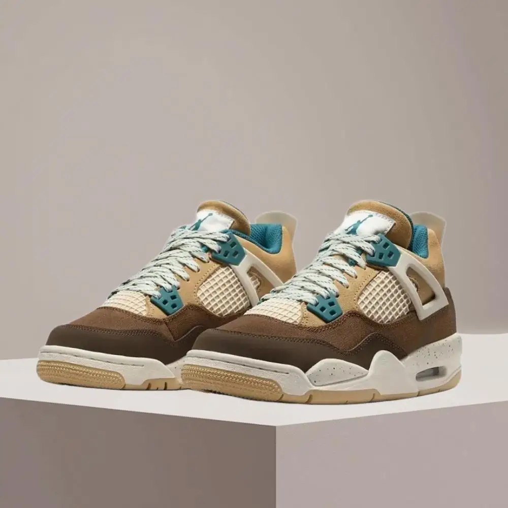 Nike Air Jordan 1 Leder Bequeme, rutschfeste, langlebige, atmungsaktive High-Top-Basketballschuhe Braun/Weiß FB2214-200