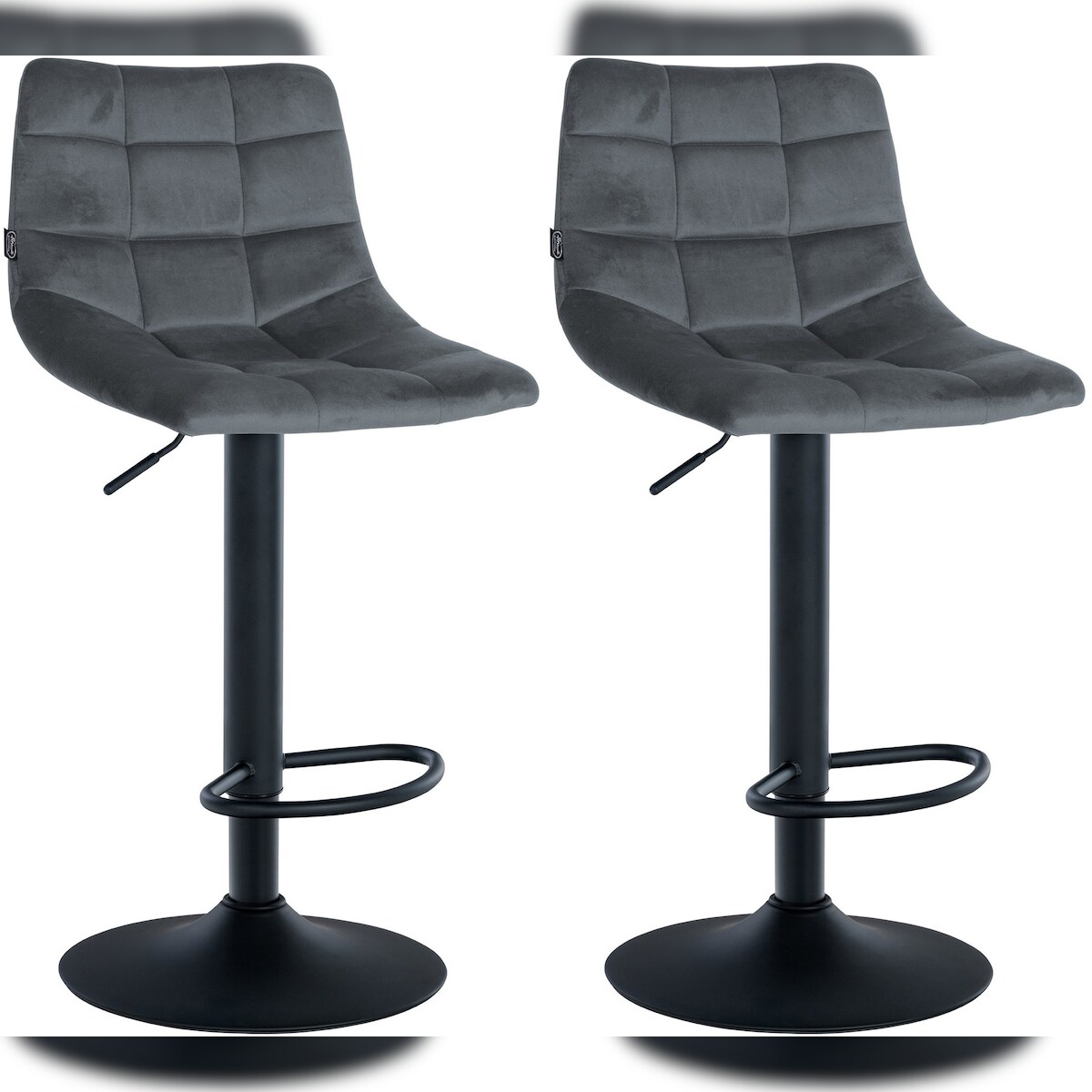 CLP 2er Set Barhocker Jerry Samt dunkelgrau/schwarz Image