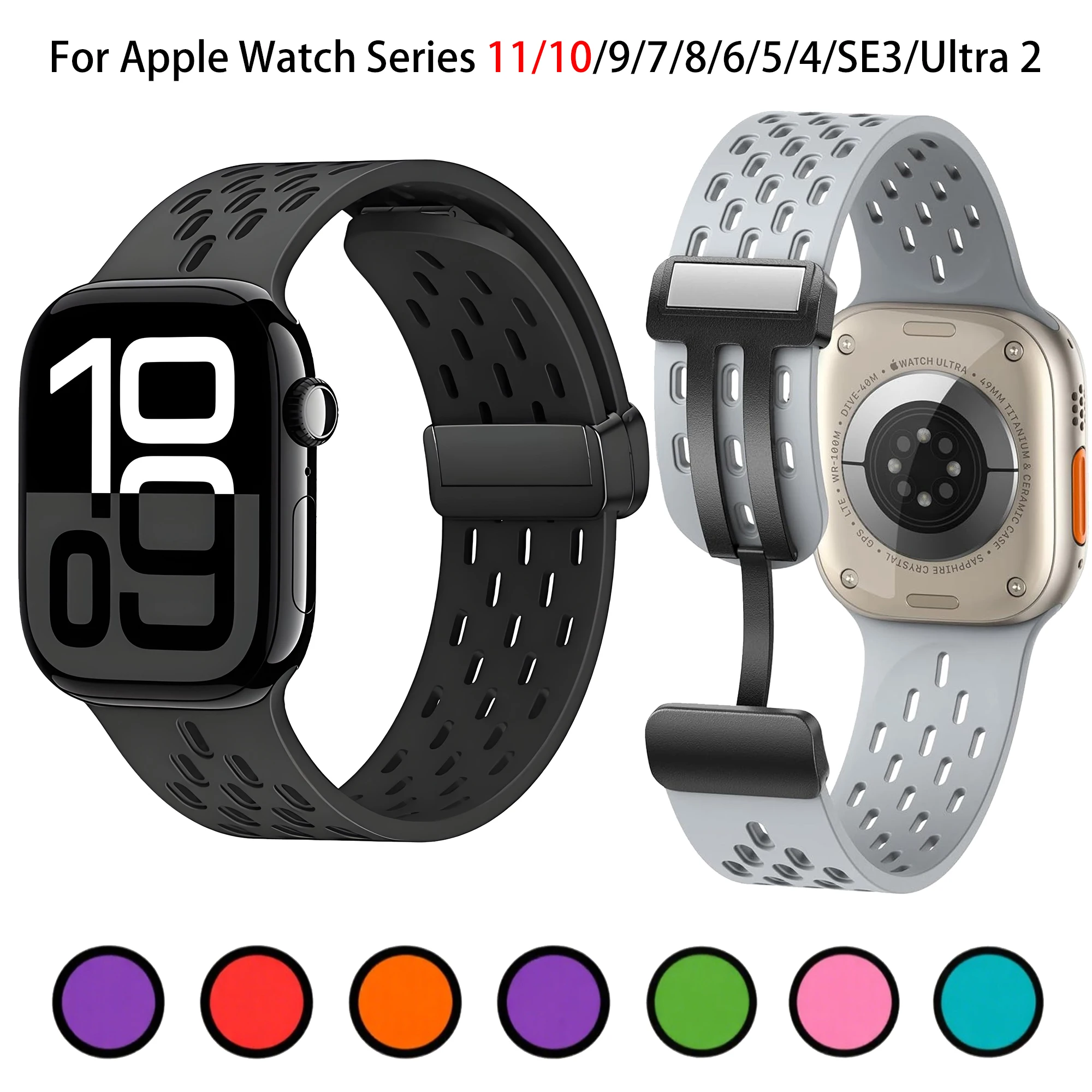 Magnetarmband für Apple Watch Band 46 mm 42 mm 44 mm 45 mm 40 mm 41 mm Silikonarmband Correas iWatch Serie 11 9 8 10 SE 7 6 Ultra Image