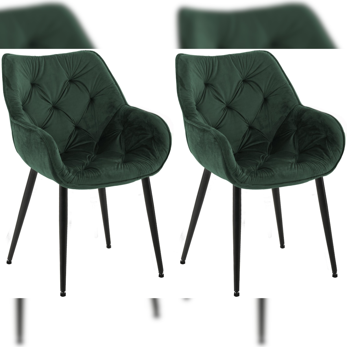 Proregal CHEFGASTRO 2er-Set Esszimmerstuhl BOSTON Samt HxBxT 83x58x62cm Samt Grün Küchenstuhl Image