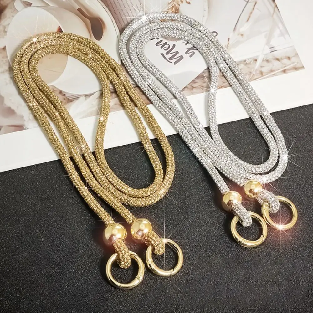 Glitter Kristall Strass Telefon Lanyard Helle Bling Bling Telefon Anti-verloren Seil Telefon Fall Kette Riemen Telefon Zubehör Image