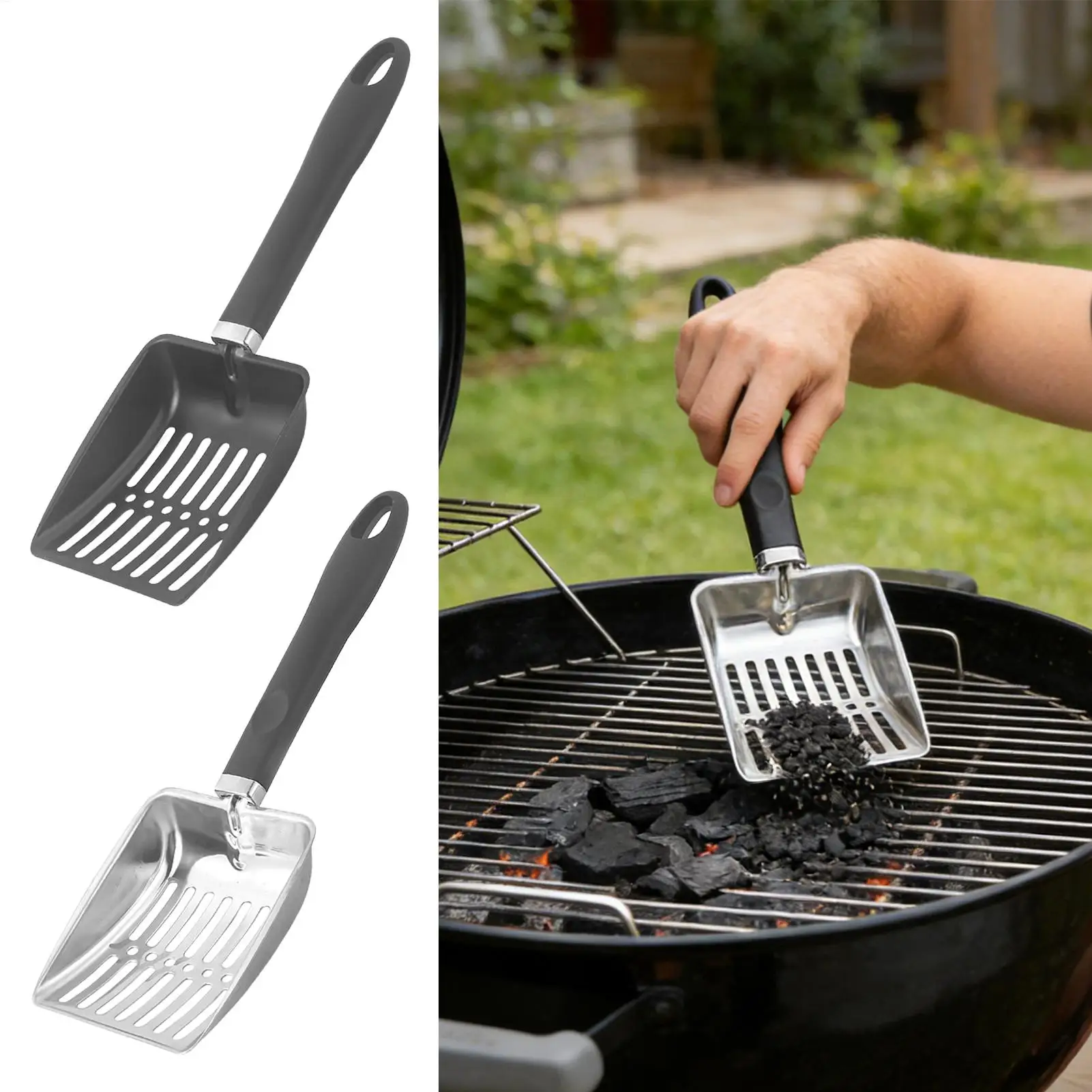 Metall-Ascheschaufel mit Hohlmuster für Holzöfen, Eisenschaufel für Kohle, Feuerstellen-Werkzeug für Kamine und Outdoor-Grills Image