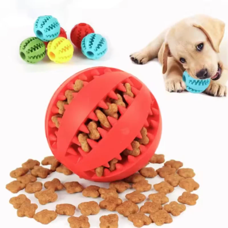 Interaktiver Hundefutterball aus Gummi zum Kauspielzeug für kleine bis große Hunde und Welpen – Kauspielzeug zur Zahnreinigung von Haustieren Image