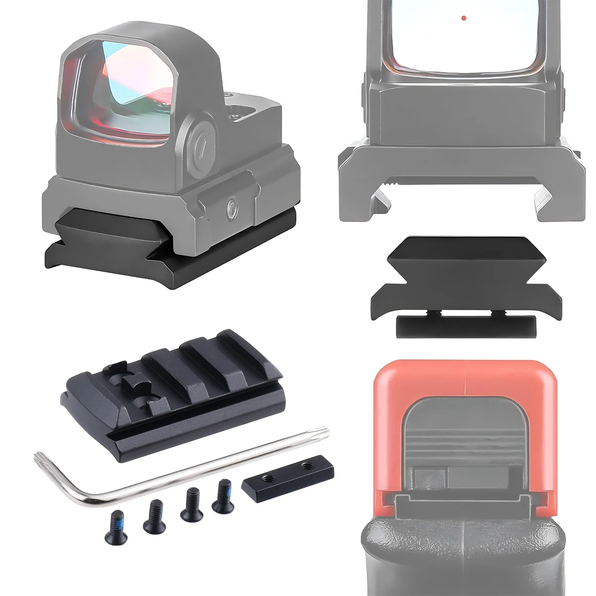 Taktische 4-Slot 20mm Rotpunktvisier-Montageplatte Picatinny-Schienen-Montageplatte für Glock 17 19 22 23 26 27 34 Image