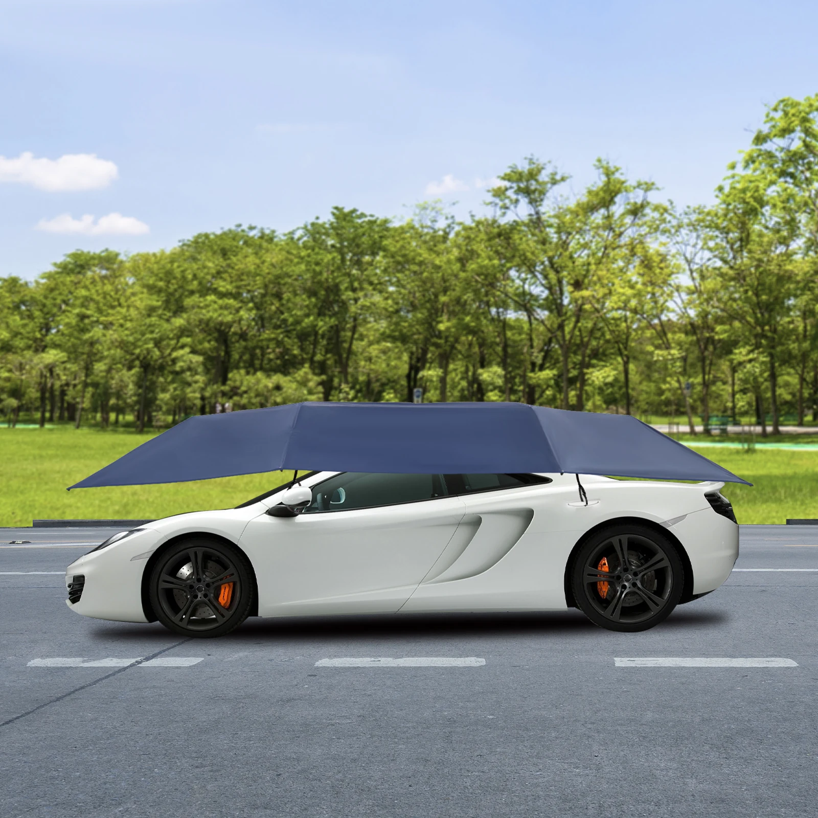 Tragbarer Auto-Sonnenschutz mit Hydrauliklift, UV-, Regen- und Windschutz, Leicht Faltbar für Outdoor-Parkplatzüberdachung (Marineblau) Image