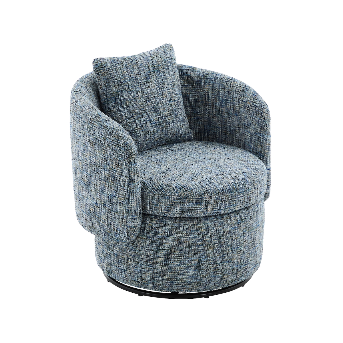 STILVORA Drehsessel Chenille Blau 72x67x76 cm mit 360 Grad Drehfunktion, verstecktem Stauraum, gepolstertem Rückenkissen, Holzrahmen, modern Image