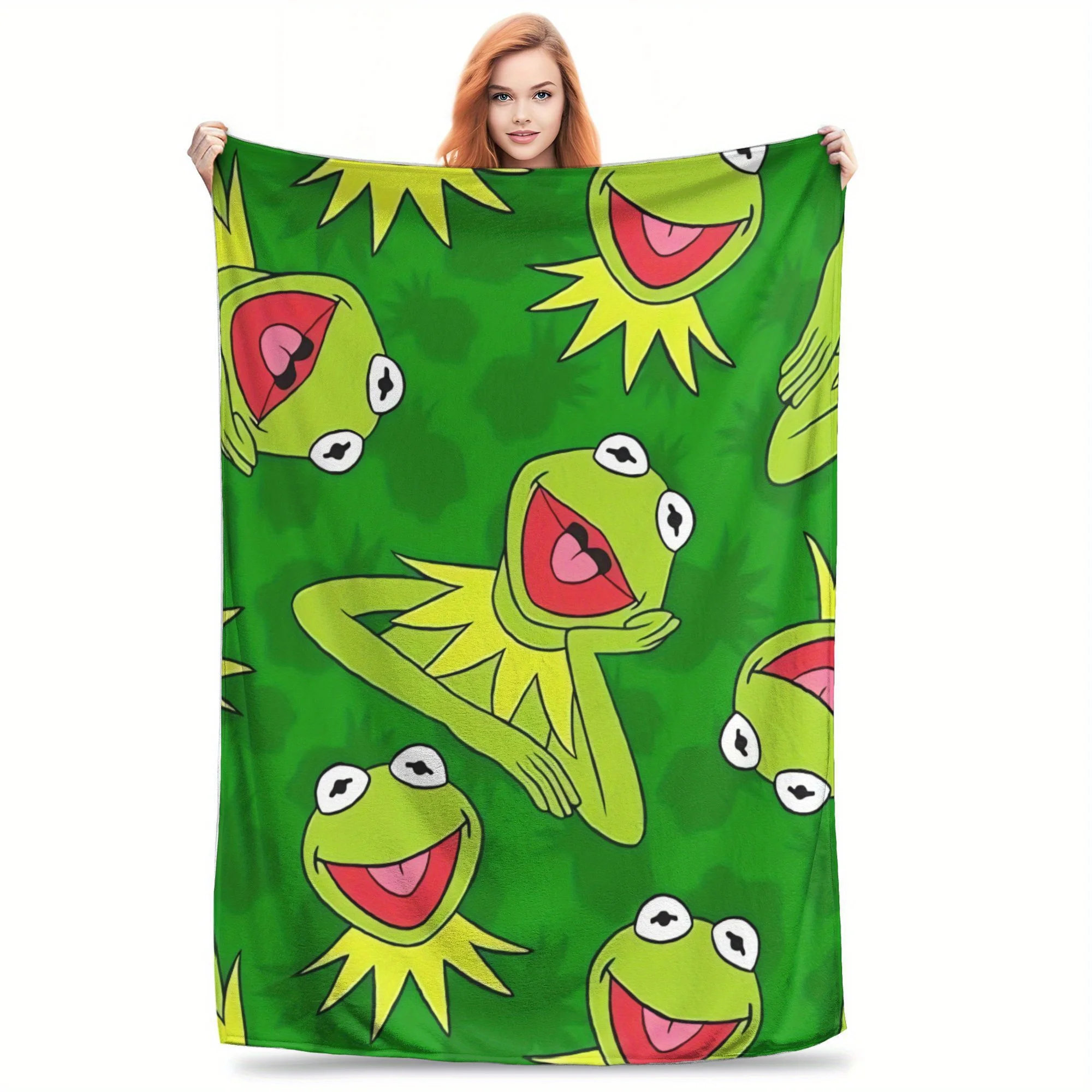 Kermit der Frosch Decke, Flansch, Textildekor, tragbar, superweich, Überwurfdecken für Zuhause, Büro, dünne Plüschdecke Image