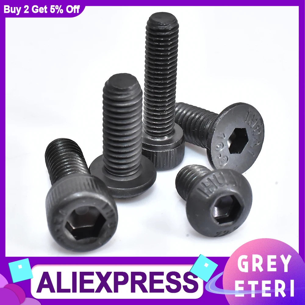 15-100 Stück Sechskant-Innen sechs kant schrauben aus Kohlenstoffs tahl versenkt/rund/Becher kopf schwarz Innen sechs kant Maschinen schraube Schraube m2 m2, 5 m3 m4 Image