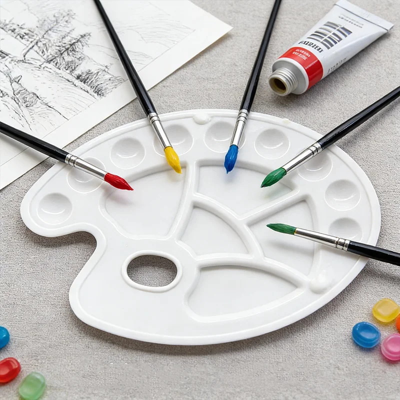 Mehrfach-Farbpalette aus Kunststoff mit Daumenloch - Künstler-Mischpalette für Aquarell-, Acryl- und Ölmalerei Image