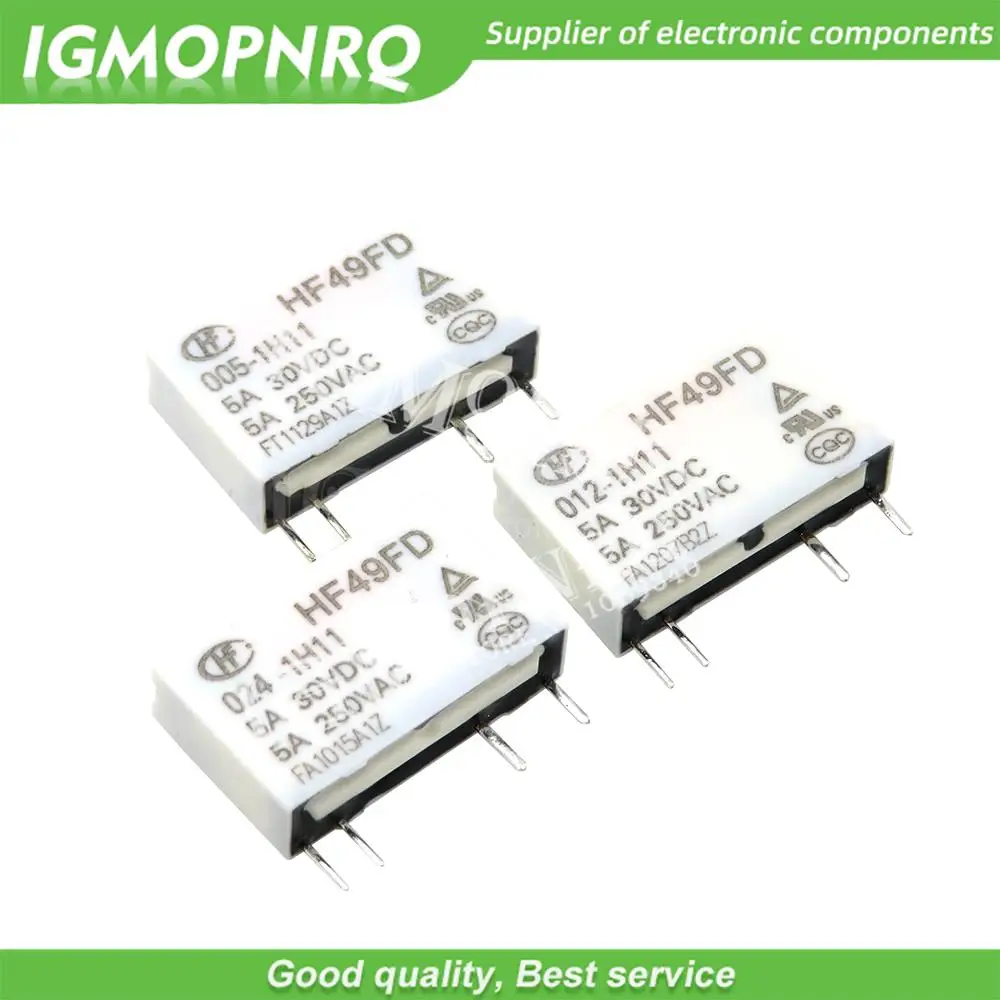 5PCS Relais 12V HF49FD-005-1H11 005-1H12 HF49FD DC5V 1H11 4PIN 5A Relais 5V Rele 12V 24V Image