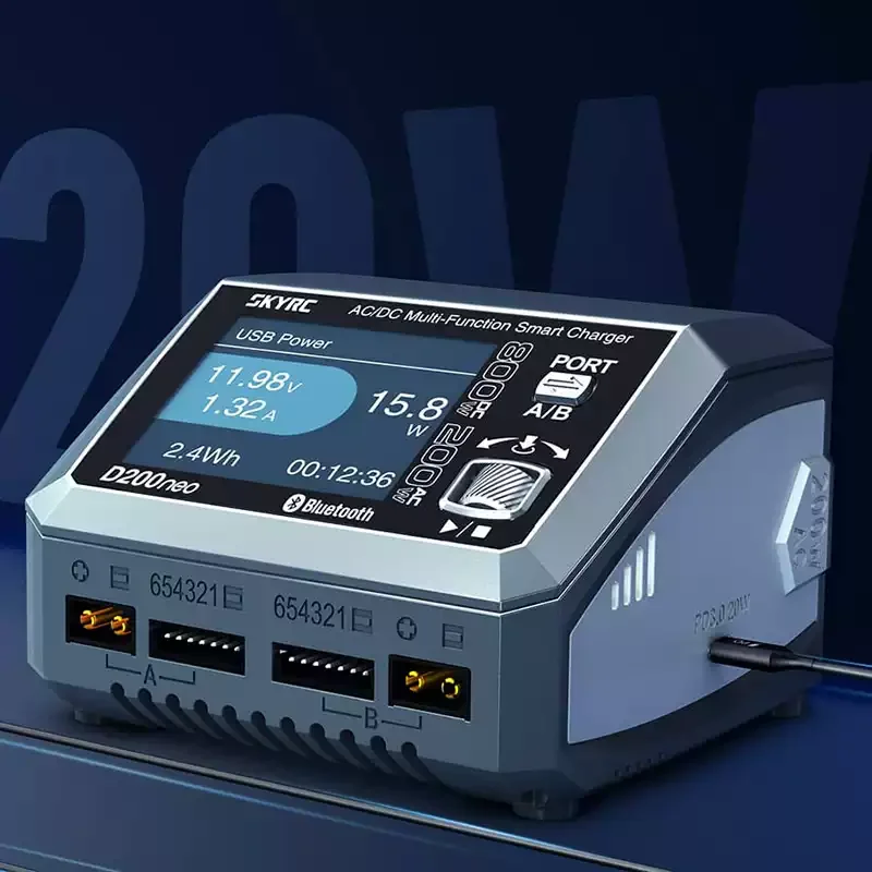 SKYRC D200neo 20A Zweikanal-Smart-Ladegerät für LiPo LiHV LiFe Lilon NiMH NiCd Pb-Batterien AC200W DC800W Image