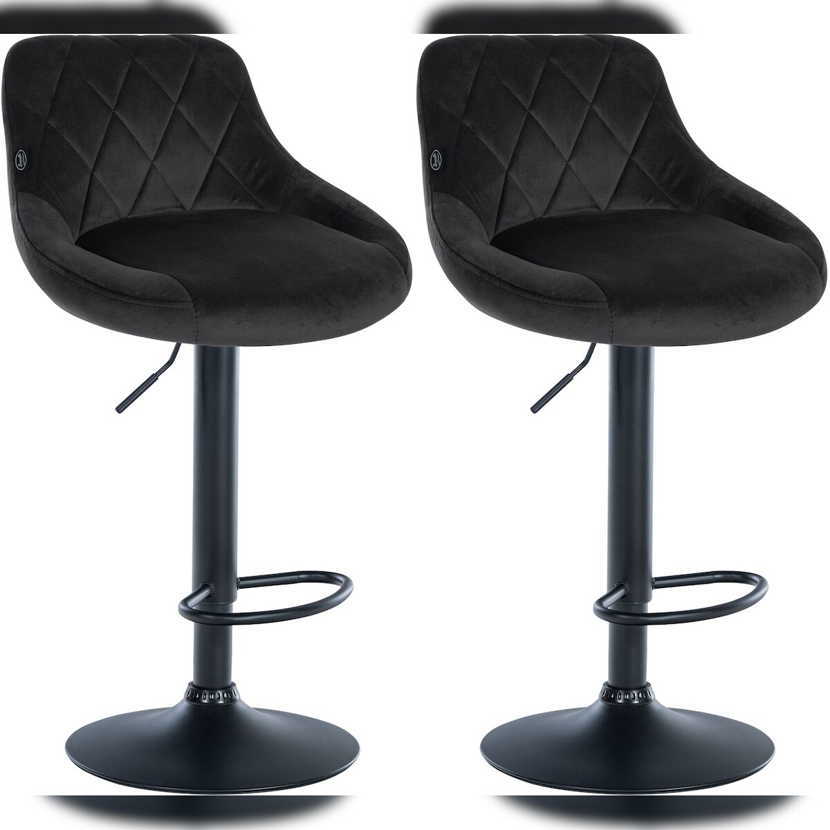 CLP 2er Set Barhocker Lazio Samt schwarz/schwarz Image