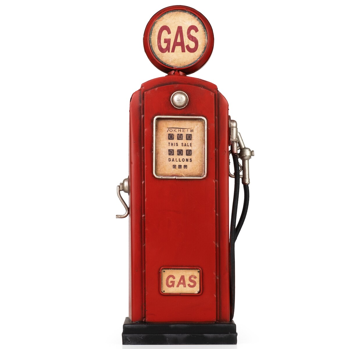 Moritz Blech-Deko Spardose Zapfsäule Gas rot Blechdekoration Blechmodell Modellauto Retro Sammlerstück Vintage Deko Nostalgie Antik Style Image