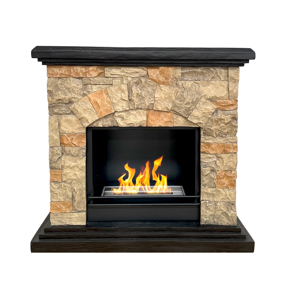 Divina Fire Belluno Bioethanol-Kamin, freistehender Bio-Kamin, Steinoptik, L105xT38xH100 Image