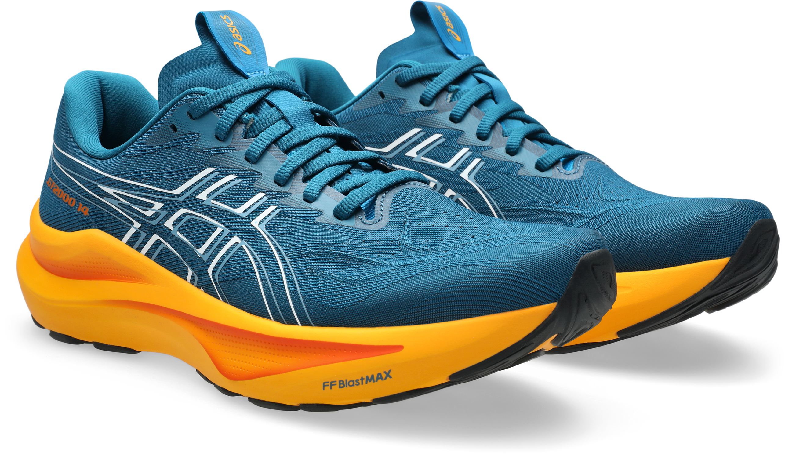 Laufschuh ASICS "GT-2000 14", Herren, Gr. 48, schwarz teal, weiß, Synthetik, Schuhe Laufschuh, für mehr Stabilität