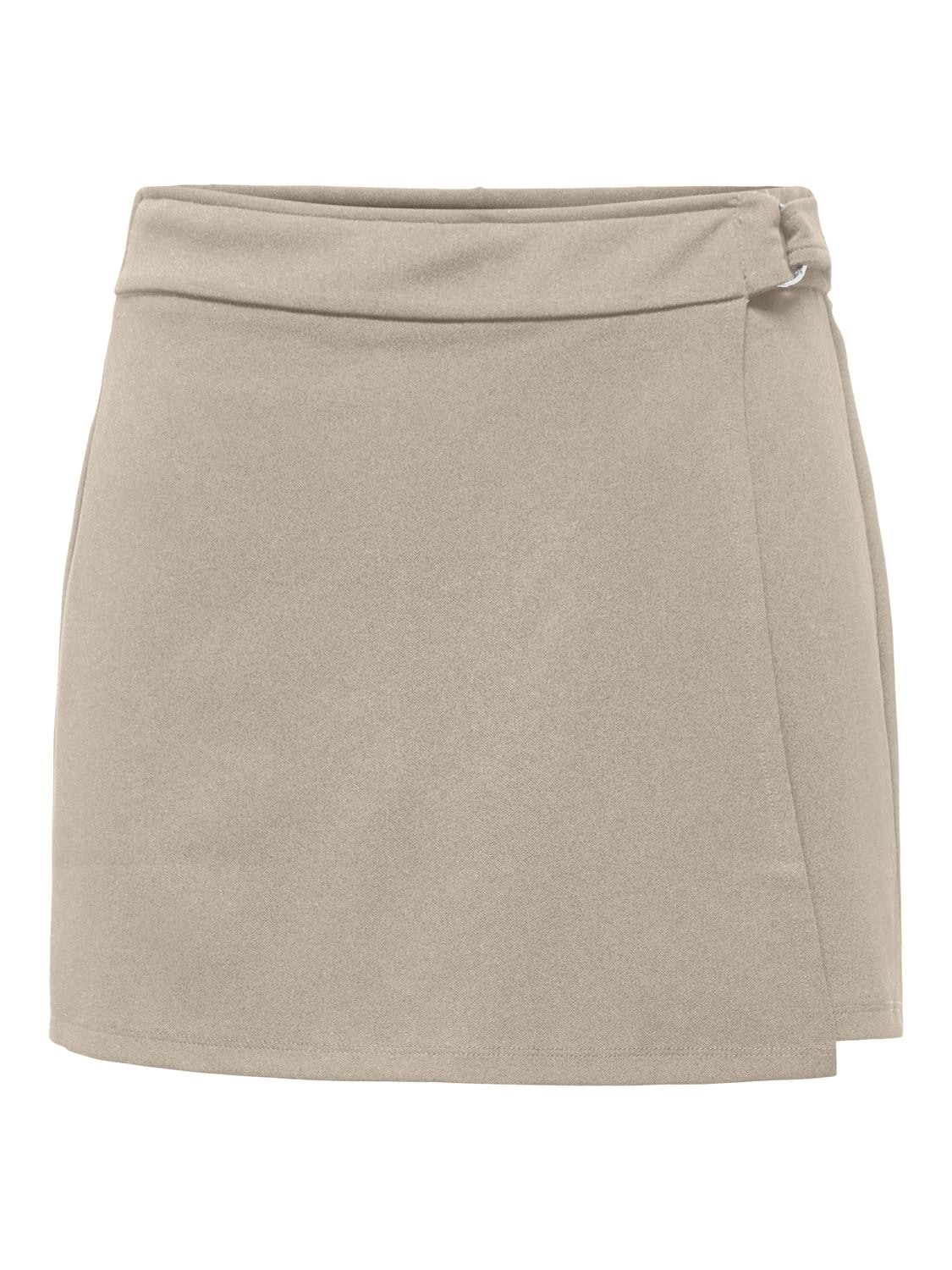 Hosenrock ONLY "ONLSANIA LIFE BUCKLE SKORT JRS", Damen, Gr. L, island fossil detail:silber buckle (sania), Jersey, Obermaterial: 95% Polyester, 5% Elasthan, unifarben, kurz, Röcke, Materialmix Image