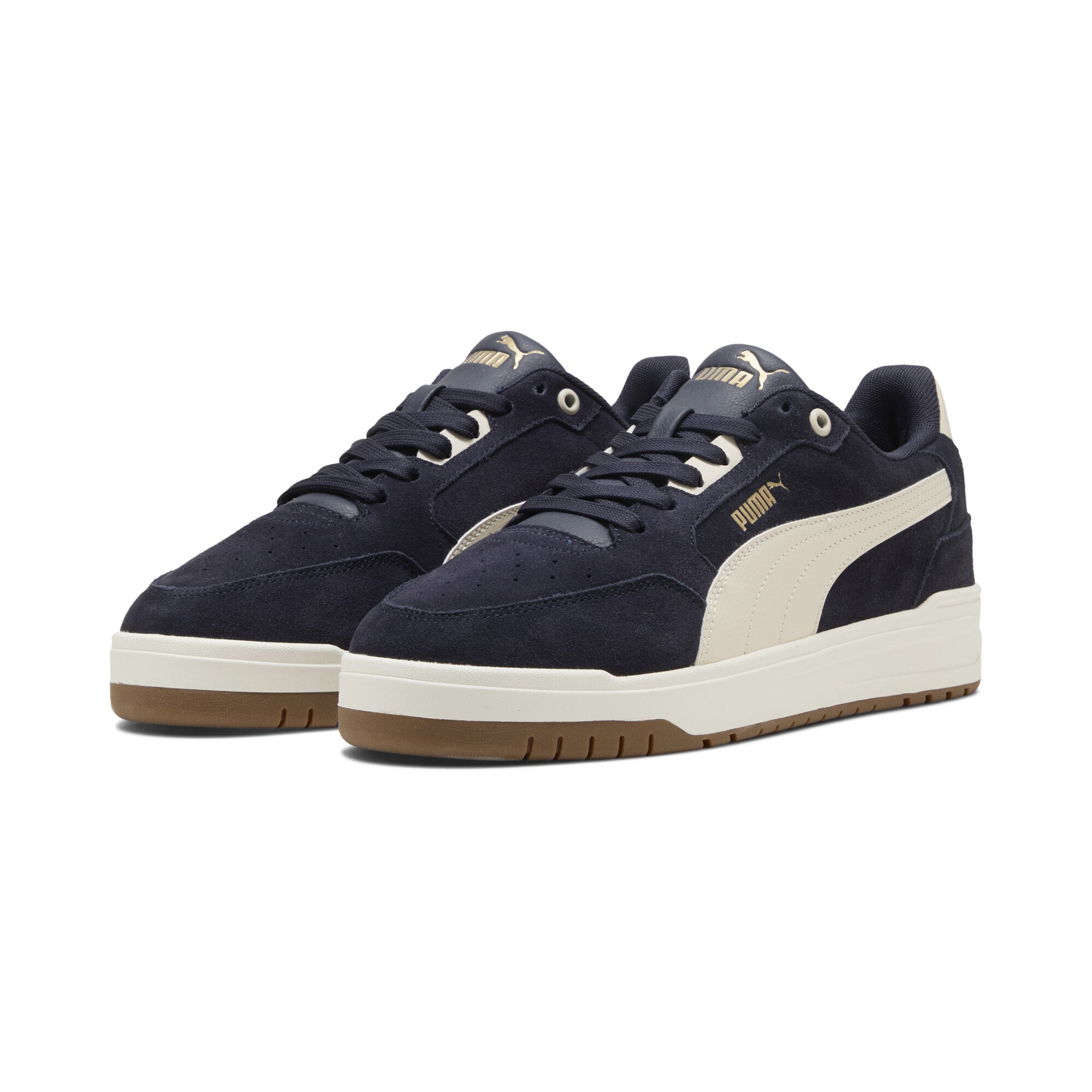 Sneaker PUMA "Shuffle Downtown Sneakers Erwachsene", Herren, Gr. 43, new navy alpine snow blau weiß, Obermaterial: Textil, Synthetik, Kuhleder; Futter: Textil; Innensohle: Textil; Laufsohle: Gummi, Schuhe Sneaker