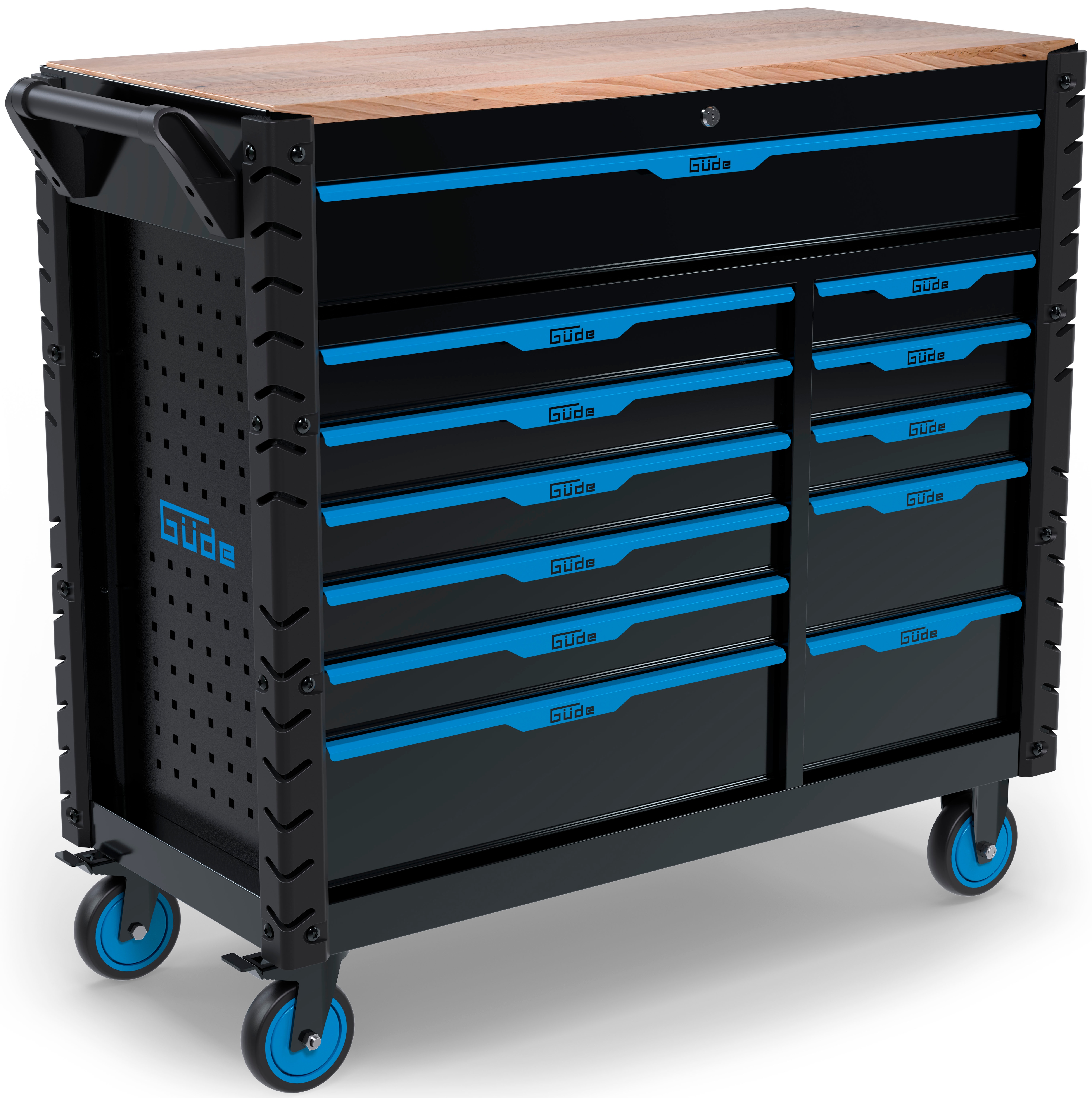 Werkbank GÜDE "Mobile Werkbank »GW 12S«", blau, B:112,5cm H:100cm T:48cm, Massivholz, Stahl, Werkbänke
