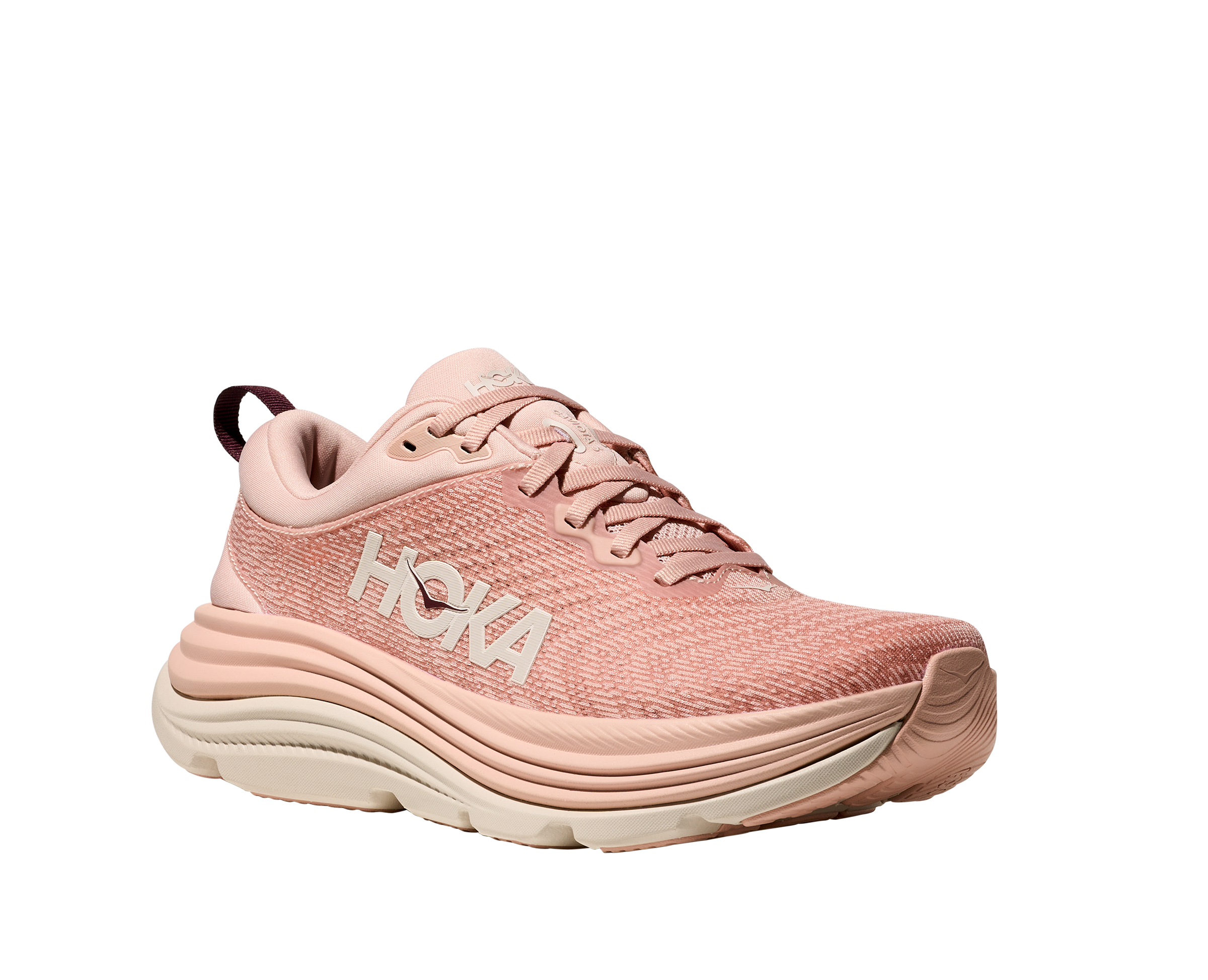 Laufschuh HOKA ONE ONE "GAVIOTA 5", Damen, Gr. 41, rose latte, rose cream, Synthetik, Textil, mehrfarbig, Schuhe Laufschuh