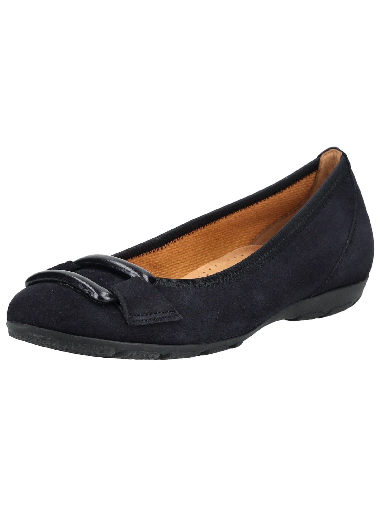 Ballerina GABOR "Gabor Ballerinas Veloursleder", Damen, Gr. 40,5, dunkelblau, Veloursleder, Schuhe Ballerina