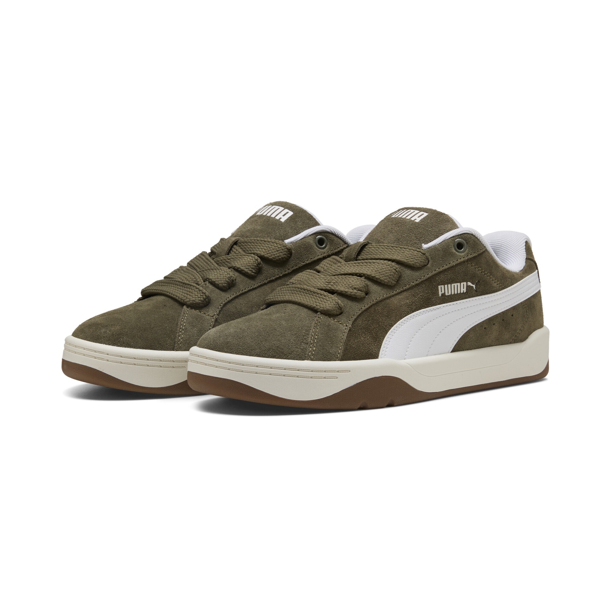 Sneaker PUMA "Park Lifestyle Easy Suede Sneakers Erwachsene", Herren, Gr. 43, loden grün weiß, Obermaterial: Synthetik, Kuhleder, Textil; Futter: Textil; Innensohle: Textil; Laufsohle: Gummi, Schuhe Sneaker