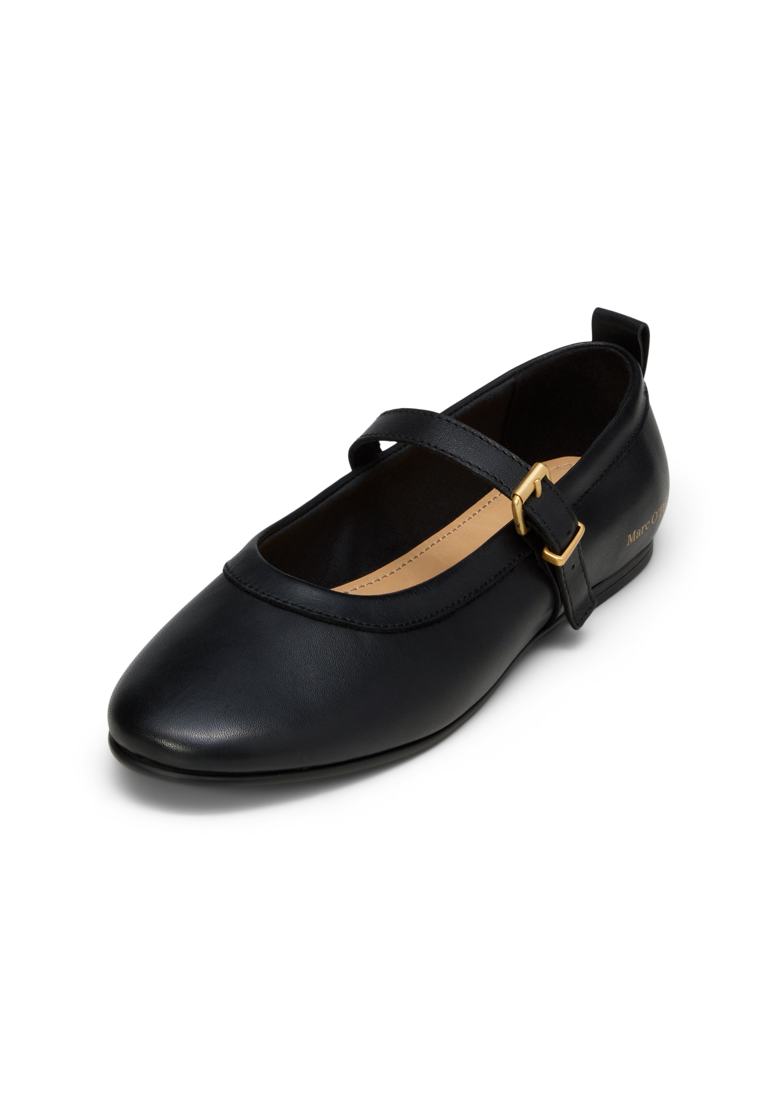 Ballerina MARC O'POLO "aus edlem Rindleder", Damen, Gr. 37, schwarz, Obermaterial: 100% Leder (Rind), unifarben, Schuhe Ballerina