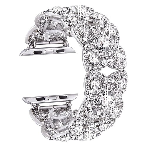 Schmuck Armband Kompatibel mit Apple Watch Armband 38mm 40mm 41mm 42mm 44mm 45mm 49mm Glitzer Bling-Diamant Edelstahl Ersatzarmband für iwatch Ultra 3 2 Series 11 10 9 8 7 SE 6 5 4 3 2 1 Image