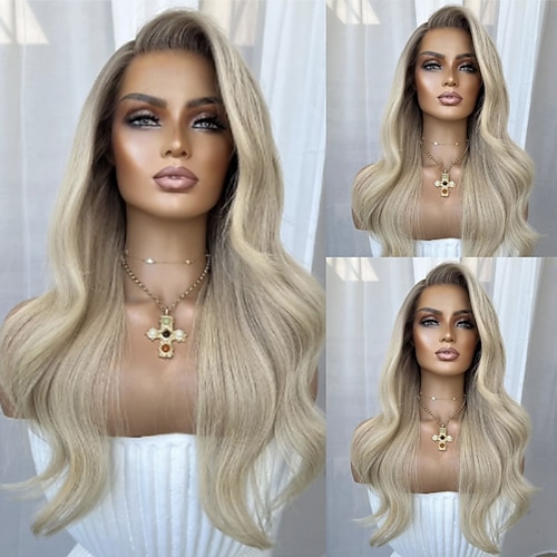 Remy Echthaar 5x5 Verschluss 13x4 Spitzenfront Perücke Freier Scheitel Brasilianisches Haar Bodywave Blond Perücke 150% 180% Haardichte mit Babyhaaren Ombre-Haar Natürlicher Haaransatz 100 Image