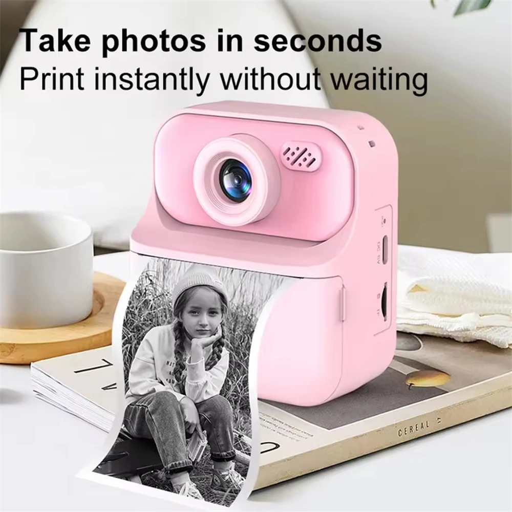 Appareil photo numérique instantané HD, appareil photo numérique portable avec impression instantanée de photos, 2,4 pouces, pour filles et garçons, cadeaux d