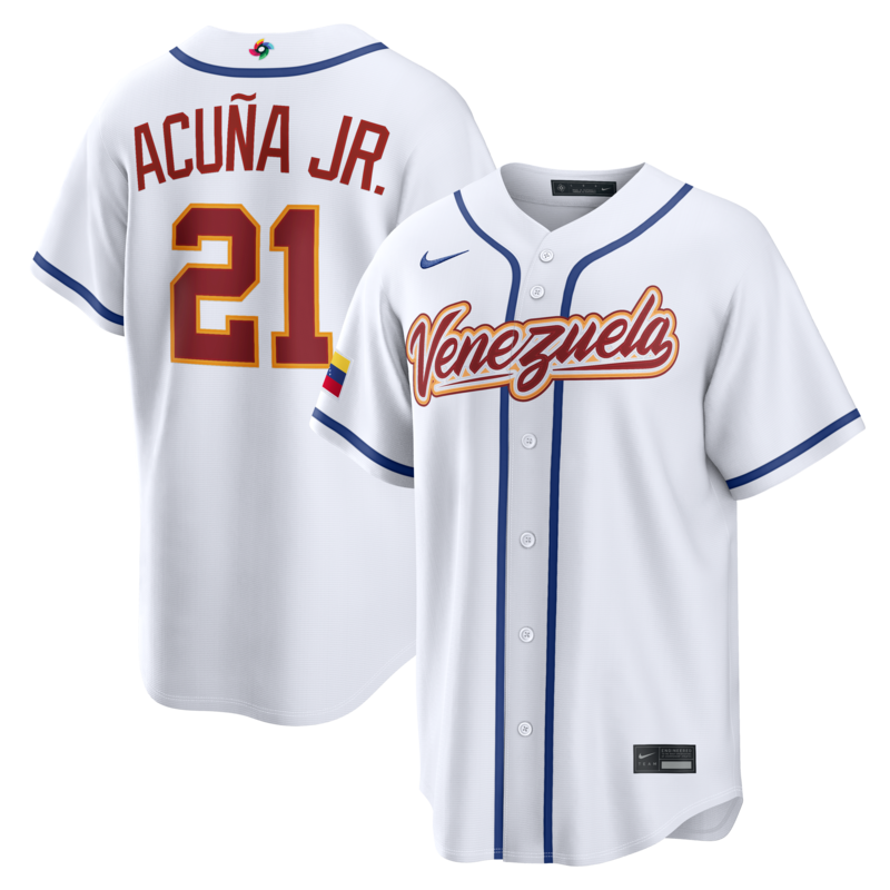 "Nike Ronald Acuña Jr. Herren-Trikot, weiß, Venezuela, World Baseball Classic 2026, Heimstadion" Image