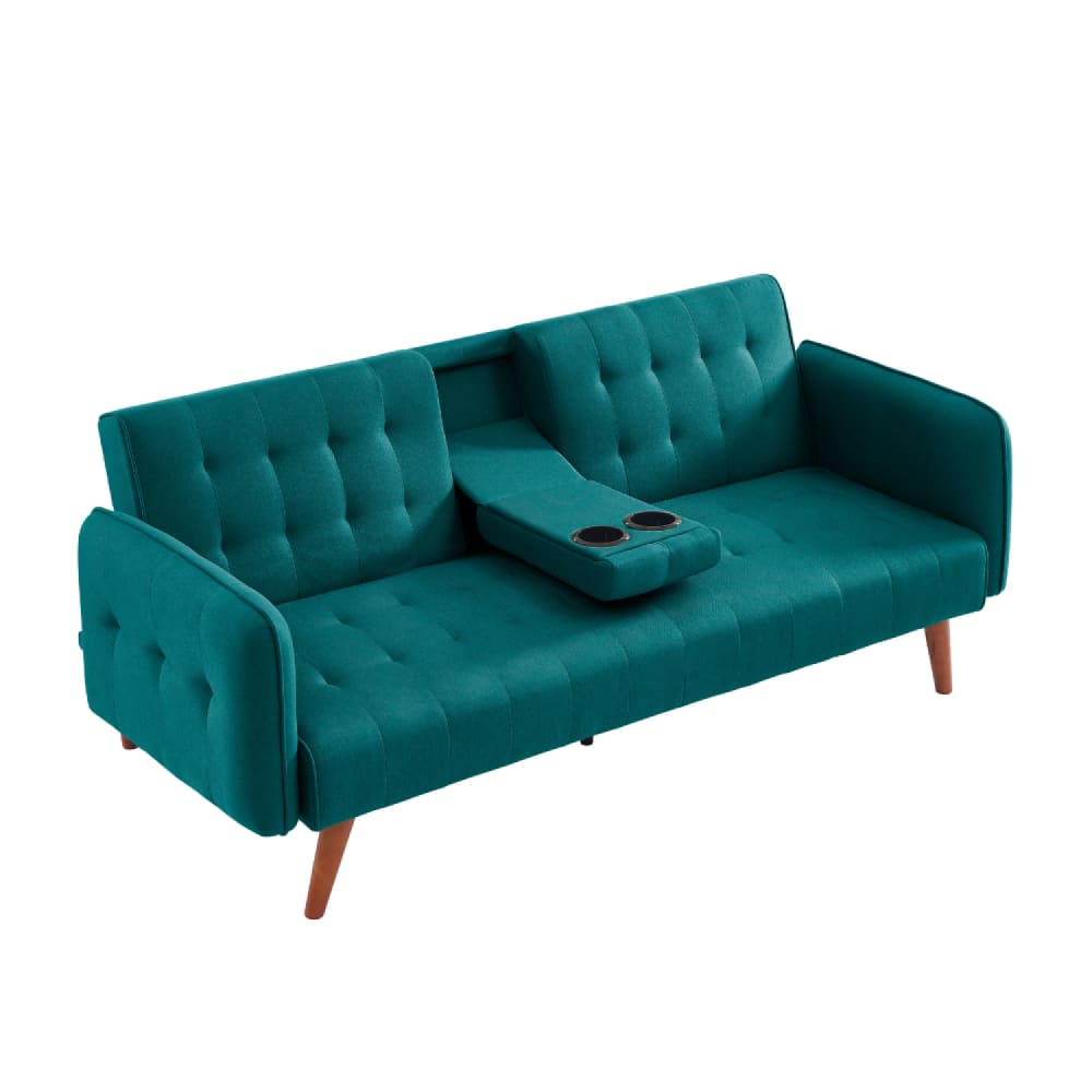 Canapé 3 places convertible avec tablette centrale rabattable vert