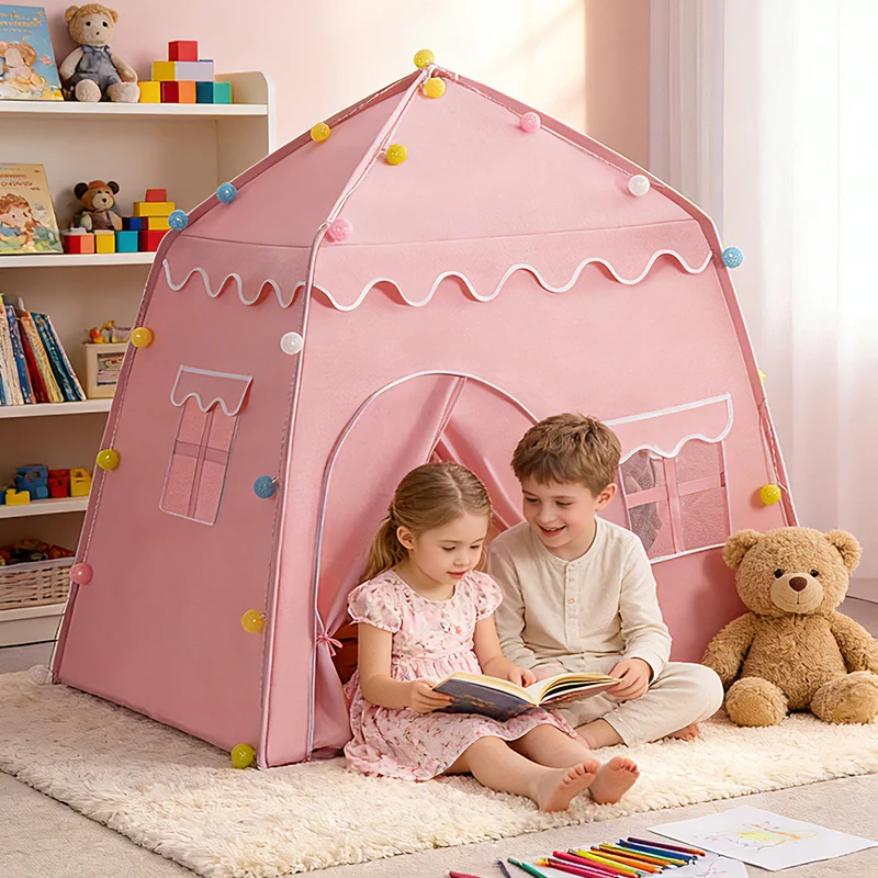 Kinderzelt für Drinnen & Draußen Tragbares Faltbares Spielhaus Geheimes Versteck für Kinder Image