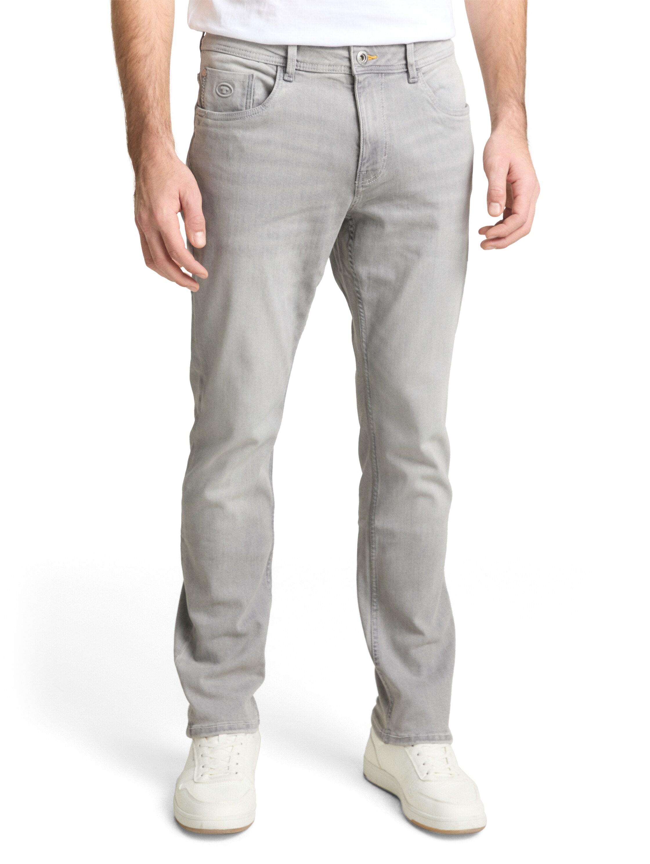 Slim-fit-Jeans TOM TAILOR, Herren, Gr. 34, Länge 34, used light stone grau, Denim/Jeans, Obermaterial: 92% Baumwolle, 6% Polyester, 2% Elasthan, slim fit knöchellang, Jeans Slim-fit-Jeans, im Five-Pocket Style