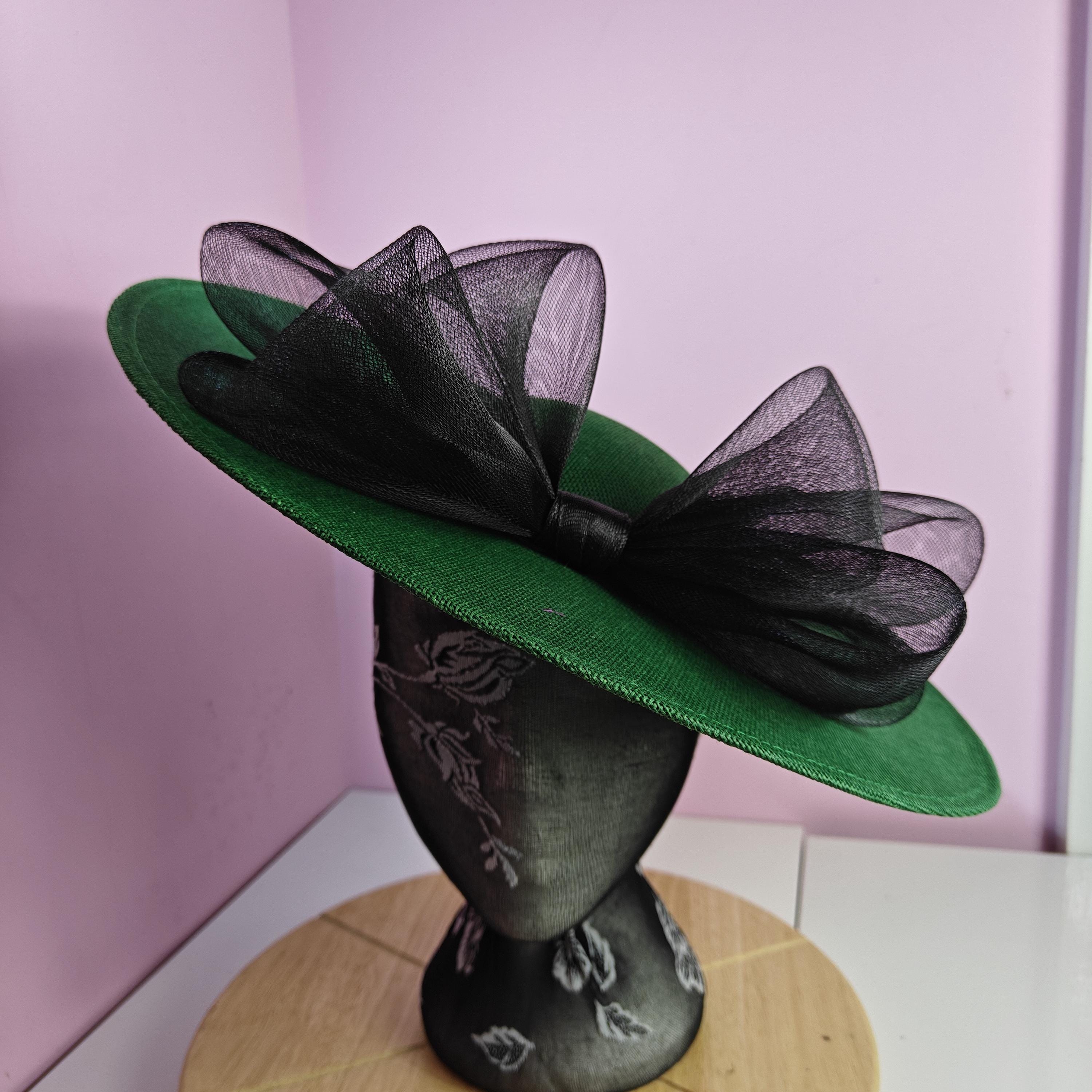 Grüner schwarzer Fascinator Hut Hutmacher Hut Burlesque Hochzeit Hut Stirnband Hochzeit Hut Haarband Hut Haarreif Hut Hut Stirnband Hut Hut Hut Access