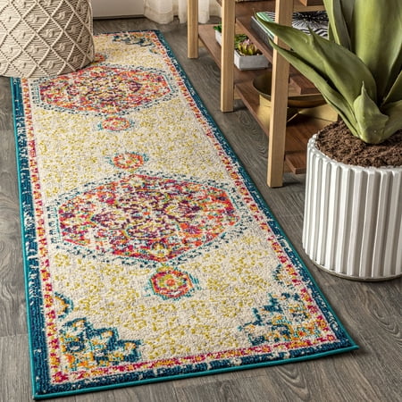 JONATHAN Y BOHEMIAN FLAIR 2 x 8 Runner Rug Vintage Medallion - Cream/Orange BMF101A-28