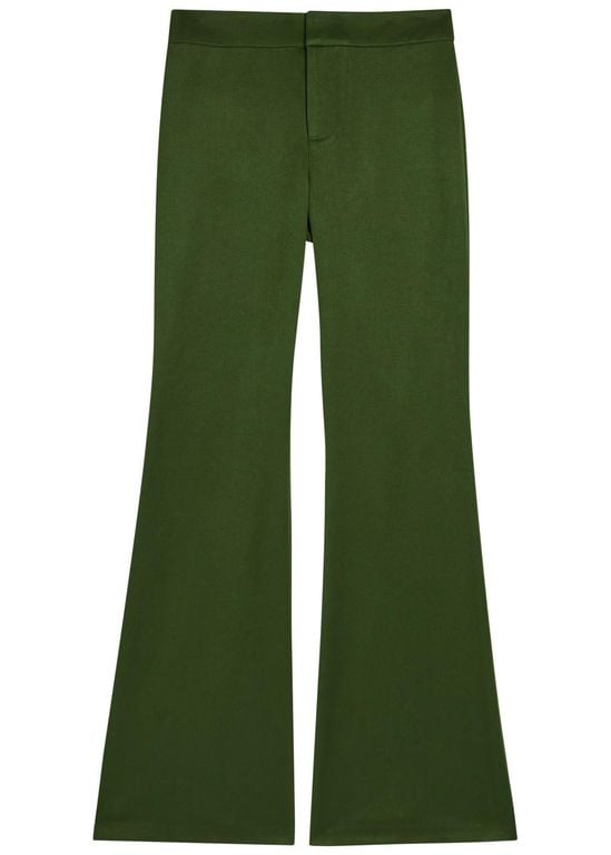 Andrew Flared-Leg Woven Trousers - Green - Alice + Olivia Pants