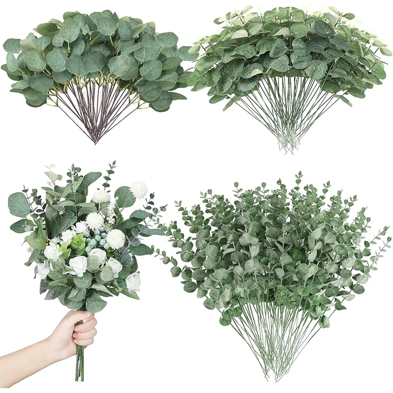 5/10 pezzi di eucalipto pianta artificiale bouquet fiori finti per la decorazione domestica giardino decorazione di nozze all'aperto tavolo vaso ornamento