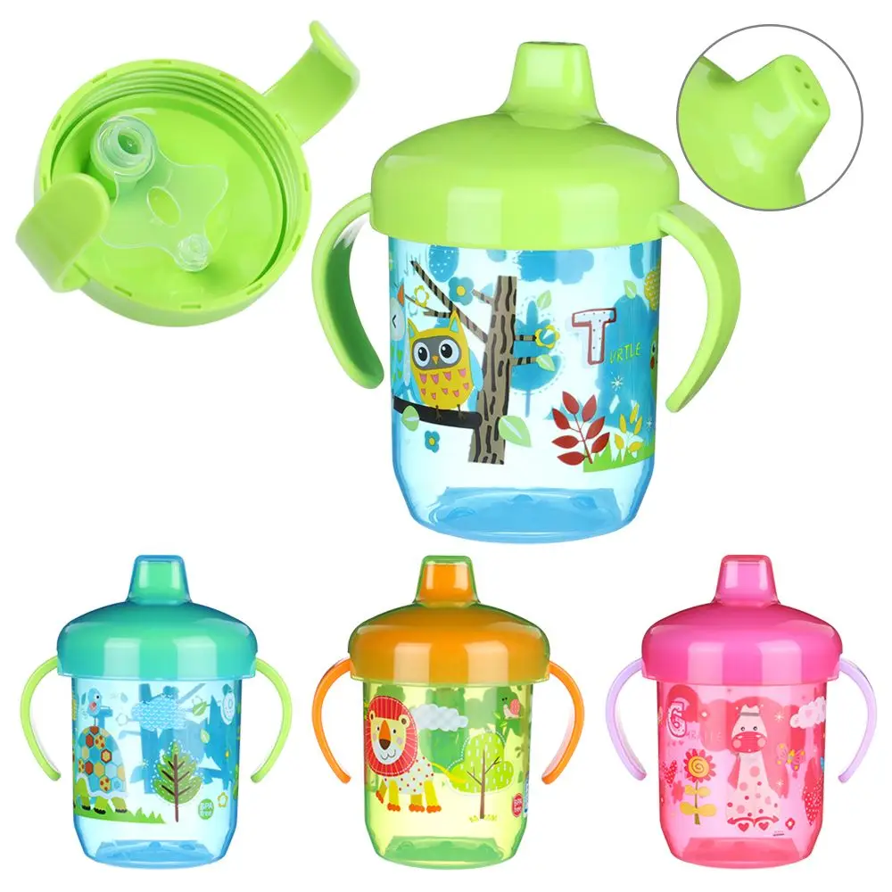 Baby lernen Trinkbecher mit Doppel griff Klappdeckel bpa frei auslaufs icher Säuglinge Wasser becher Flasche Enten schnabel Tasse mit Deckel neu Image