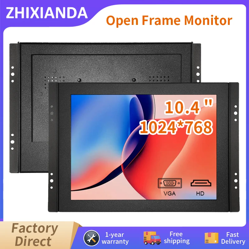 Zhixianda 10,4 Zoll 1024x768 antike offene Rahmen industrielle eingebettete resistive kapazitive Touchscreen-Monitor für Geräte Image