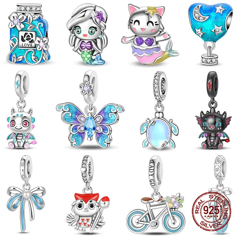 Original 100 % 925 Sterling Silber Schwarzer Drache Silber Drache Charms passen Original 925 Armband DIY Schmuck machen Frauen Geschenk