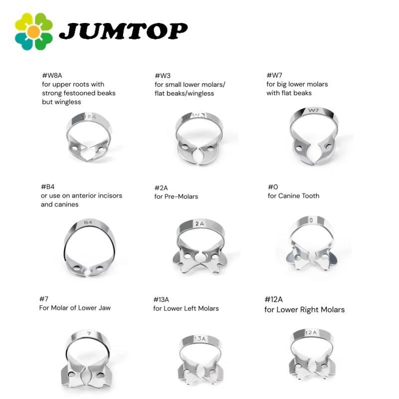 JUMTOP 1-teilige Dental-Kofferdamklemmen aus Edelstahl, endodontische restaurative Barriereclips, Zahnmedizin-Werkzeuge Image